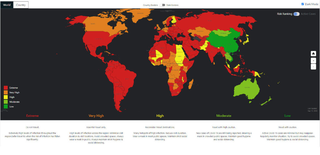 Covid-19 risk ratings map