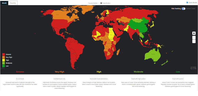 Covid-19 risk ratings map